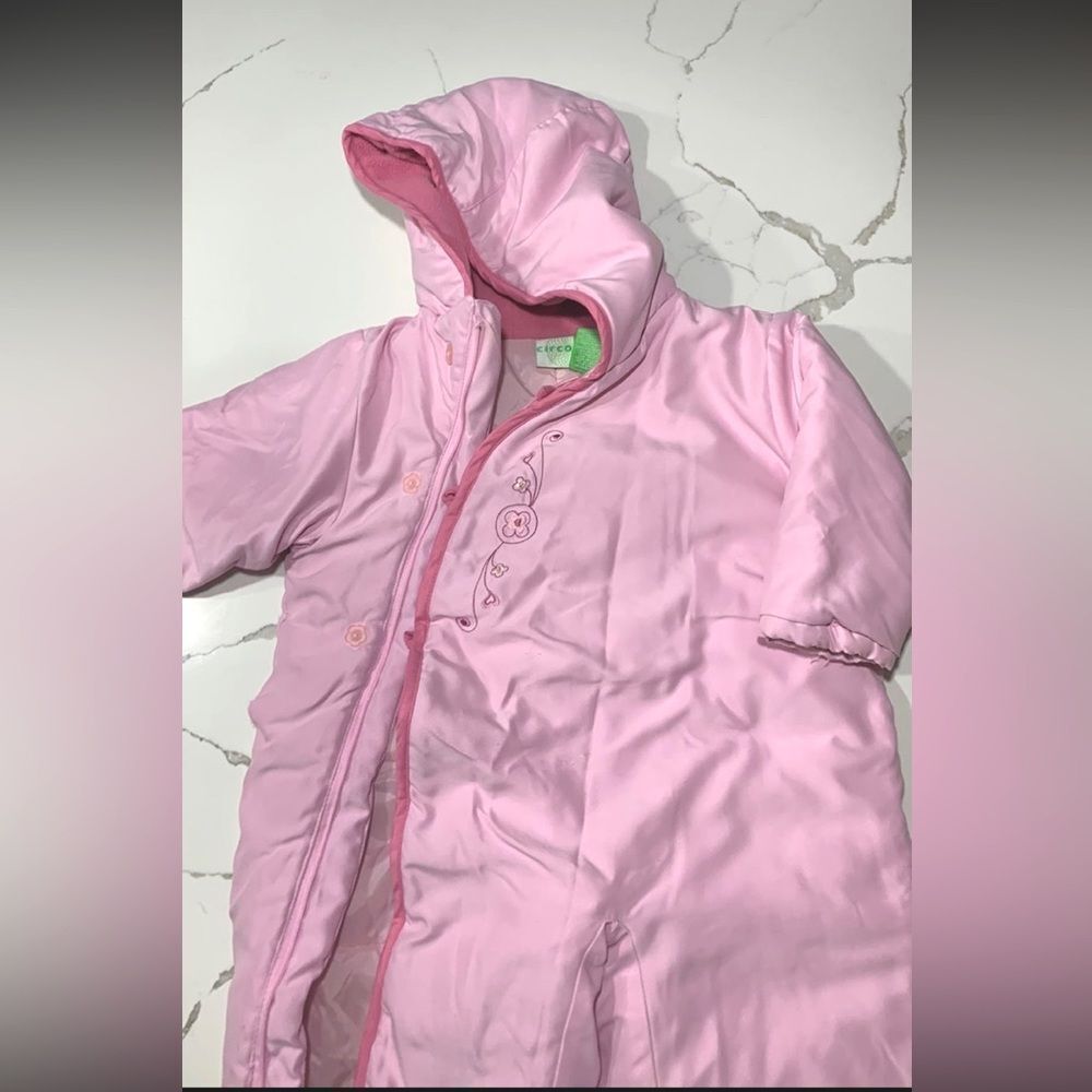 CIRCO Infant Baby Girls Pink Bodysuit Winter Hooded COAT Jacket Insulated 12M